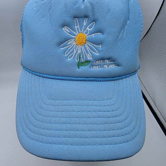 Maybe Tomorrow Womens Blue Floral Trucker Hat Casual Outdoors Cute Lightweight
